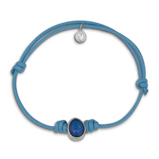 Bracciale un sasso e cotone celeste