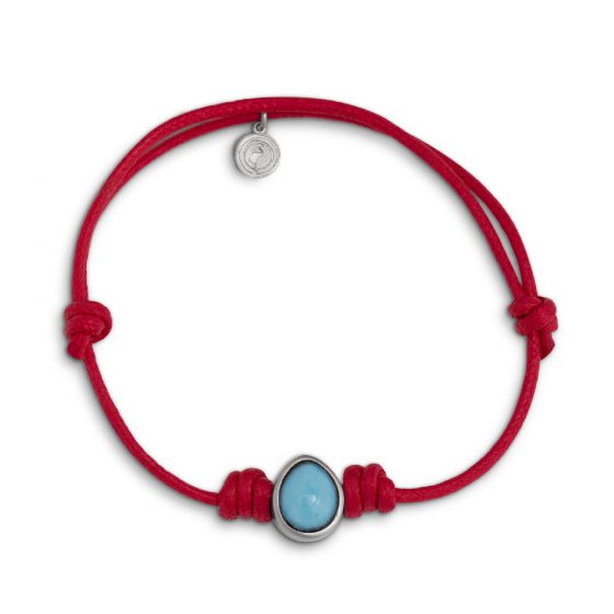 Bracciale un sasso e cotone rosso