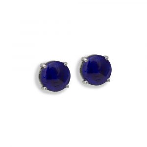 Button earrings one stone blue