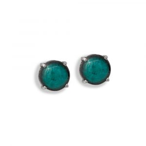 Orecchini bottone una pietra deep mint