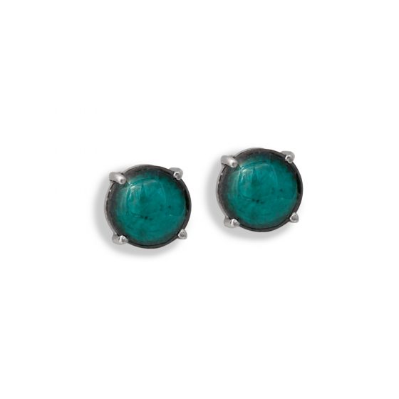 Orecchini bottone una pietra deep mint