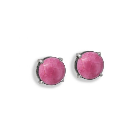 Orecchini bottone una pietra fucsia