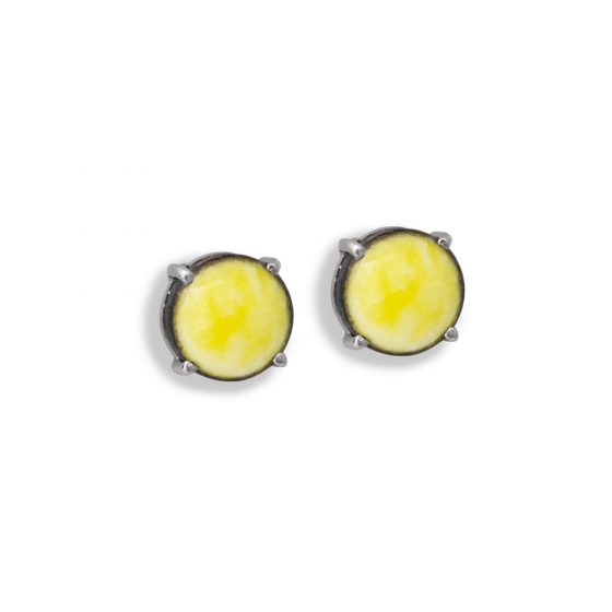 Orecchini bottone una pietra giallo