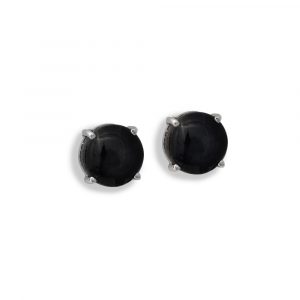 Button earrings one stone black