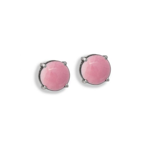 Orecchini bottone una pietra rosa