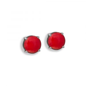 Button earrings one stone red