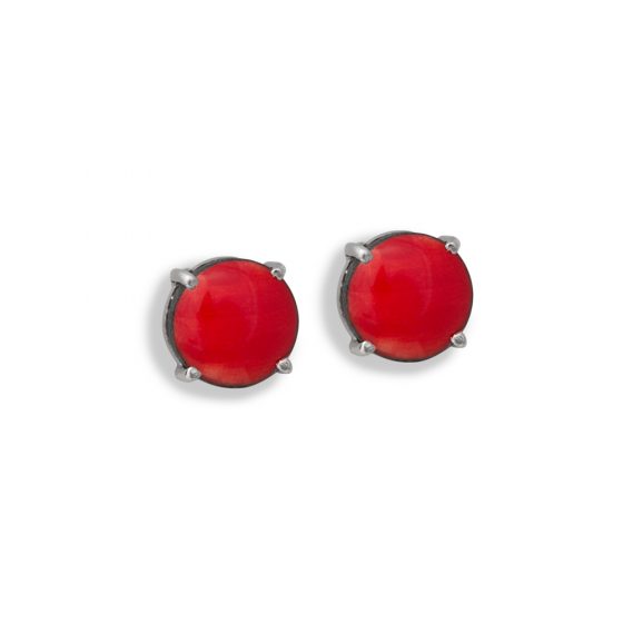 Orecchini bottone una pietra rosso