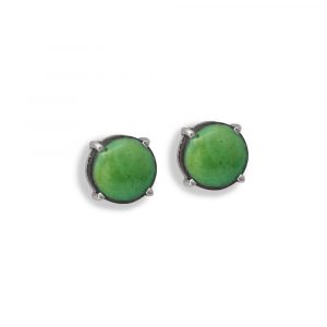 Orecchini bottone una pietra verde prato