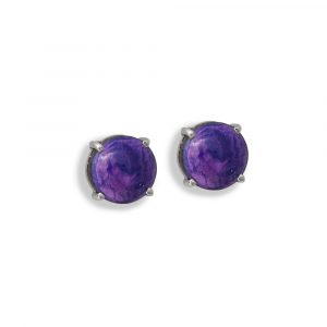 Orecchini bottone una pietra viola