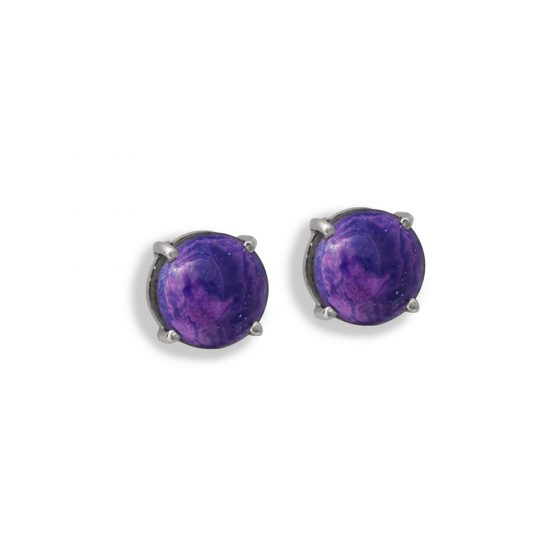 Orecchini bottone una pietra viola